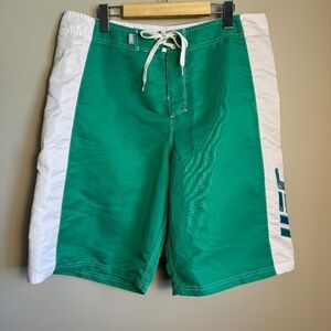 UFC Mens Board Shorts Green‎ White Size 36 Swim Surf Beach Vacation Streetwear